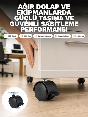 Toyigoo Kilitli Mobilya Tekerleği 6 cm 4’lü Kolay Kurulum