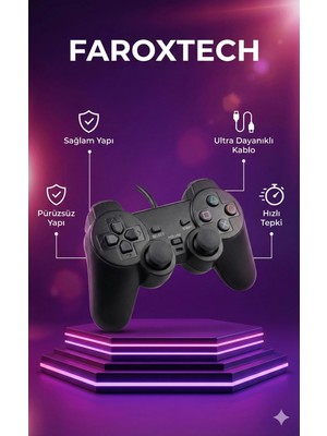My Best Store Siyah Kablolu Titreşimli Analog Joystick Pc Uyumlu Bluetooth'suz Garantisiz - Elektronik