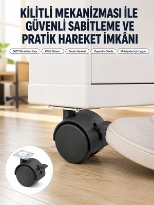 Toyigoo Kilitli Mini Tekerlek Ayak 4 cm 4’lü Set