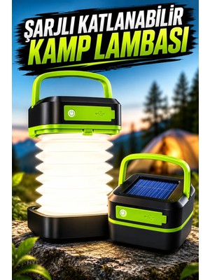 Marmara Avm Güneş Enerjili LED Lamba Kamp Lambası Katlanabilir Lamba USB Şarjlı