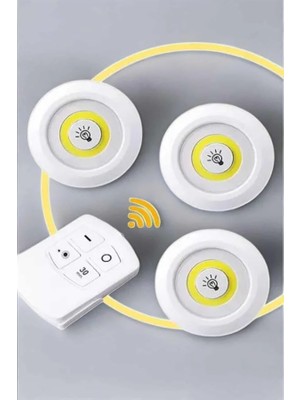 GRAYLINE LED Lamba 3'lü Uzaktan Kumandalı Yapışkanlı Beyaz Işık (Kopya)