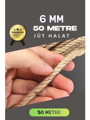 Marsilyan 6 mm 50 Metre Jüt Halat Dekoratif Hasır Ip Urgan Süs