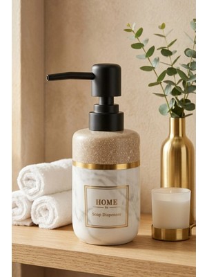 Makri Home 300 ml Seramik Lenora Sıvı Sabunluk, 7 cm Çap, 18 cm Yükseklik