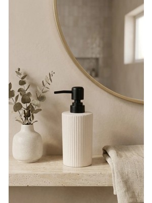 Makri Home 300 ml Seramik Lenora Sıvı Sabunluk, 7 cm Çap, 18 cm Yükseklik