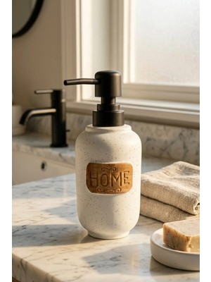 Makri Home 300 ml Seramik Lenora Sıvı Sabunluk, 7 cm Çap, 18 cm Yükseklik