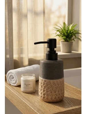 Makri Home 300 ml Seramik Lenora Sıvı Sabunluk, 7 cm Çap, 18 cm Yükseklik