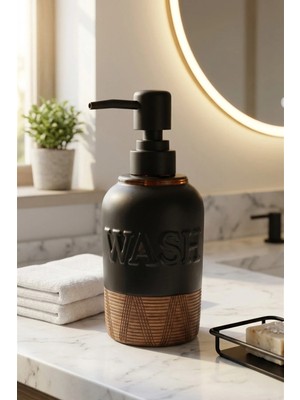 Makri Home 300 ml Seramik Lenora Sıvı Sabunluk, 7 cm Çap, 18 cm Yükseklik