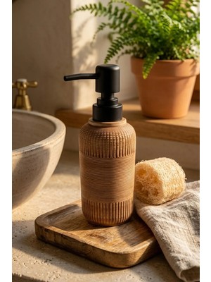 Makri Home 300 ml Seramik Lenora Sıvı Sabunluk, 7 cm Çap, 18 cm Yükseklik