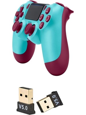 My Best Store Turkuaz Bluetooth Bağlantılı Playstation 4 Uyumlu Kablosuz Gamepad ve USB Dongle Seti