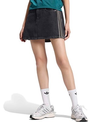 Adidas Mıd Rıse Denım Skırt Kadın Günlük Etek KQ6485 Siyah