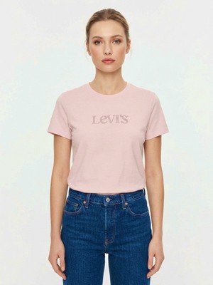 Levi's Favorıte Tonal Rhınestone Club Kadın Pembe Taş Detaylı Bisiklet Yaka T-Shirt 008BX-0009