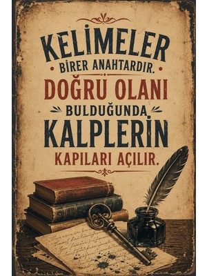 Lucena Retro Edebi Sözlü Mdf Duvar Tablosu Vintage Dekoratif Motivasyon Yazılı Poster 46