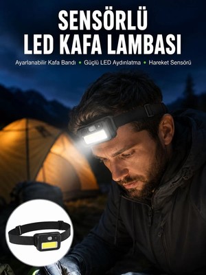 Gees Global Sensörlü Kamp Lambası Ayarlanabilir Kafa Lambası Kafa Bantlı Yeni Nesil
