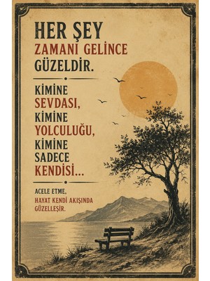 Lucena Retro Edebi Sözlü Mdf Duvar Tablosu Vintage Dekoratif Motivasyon Duvar Panosu 50