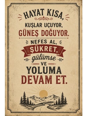 Lucena Retro Motivasyon Sözü Metal Mdf Tablo Vintage Dekoratif Duvar Dekoru Edebi Yazılı 5
