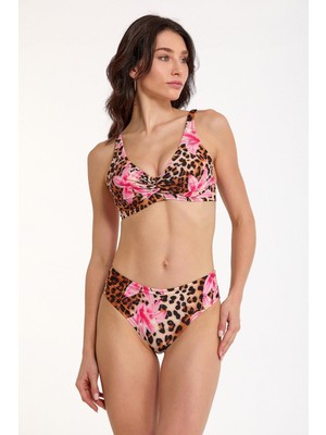 Argento Taş Detaylı Büzgülü Bikini Takım 1472-3024