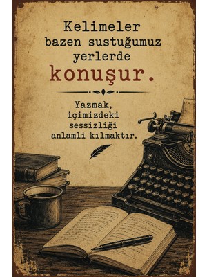 Lucena Retro Edebi Söz Ahşap Mdf Tablo Vintage Dekoratif Duvar Panosu 24