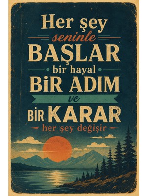 Lucena Retro Edebi Sözlü Mdf Duvar Tablosu Dekoratif Motivasyon Yazılı Vintage Poster 41