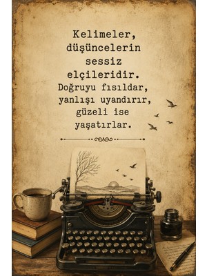 Lucena Retro Edebi Sözlü Mdf Duvar Tablosu Vintage Dekoratif Motivasyon Yazılı Tablo 3