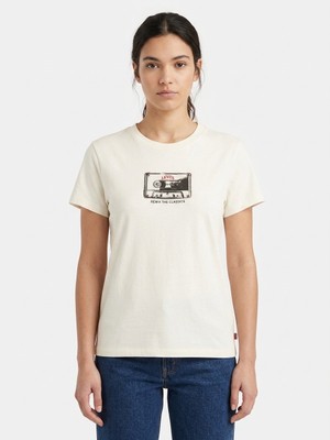 Levi's Favorıte Remıx Casette Kadın Kırık Beyaz Bisiklet Yaka T-Shirt 008BX-0011