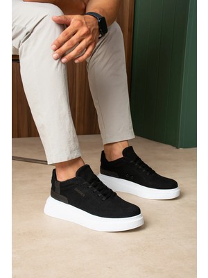 Zerenyus ZRC2635 - Yüksek Kalite Yüksek Taban Erkek Sneaker Siyah Süet