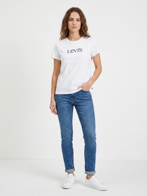 Levi's Favorıte Club Serıf Logo Kadın Beyaz Bisiklet Yaka T-Shirt 008BX-0012