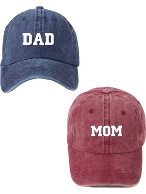 Empressco Dad & Mom Kolej Fontlu 2'li Yıkamalı Beyzbol Kep Set