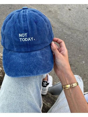 Empressco Not Today. Desenli Yıkamalı Beyzbol Kep Mavi Şık Aksesuar