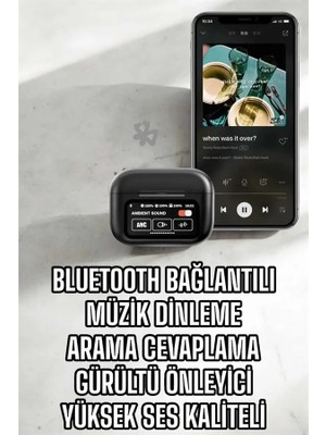 Ruhes Kablosuz Bluetooth Kulaklık Ekranlı Uzun Şarj Süreli Anc Destekli