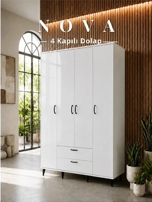 Cozibo Nova 4 Kapılı 2 Çekmeceli Dolap, Gardrop