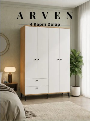 Cozibo Arven 4 Kapılı 2 Çekmeceli Dolap, Gardrop