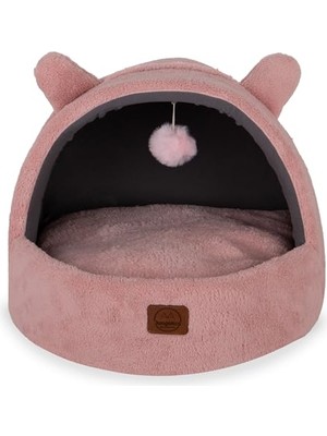 Esranın Dünyası Jungolica Tom Kedi Yatağı Pembe 40X50 Cm, Ultra Yumuşak Peluş, Çıkarılabilir Çift Taraflı Minder, Üstü Kapalı Tasarım, Nefes Alabilen Kumaş, Kaydırmaz Taban, Konforlu Kedi Evi