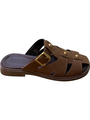 Shoes Kadın Düz Kaymaz Taban Önü Kapalı Kafes Terlik