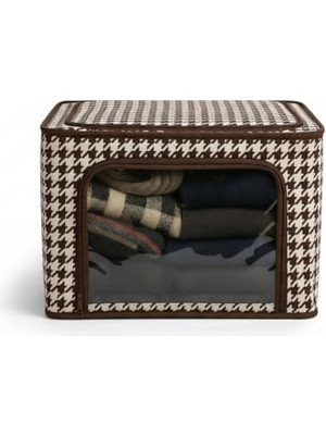 Esranın Dünyası Deconox Tela Telli Dolap Düzenleyici Kutu (40X50X30 Cm) - Katlanabilir, Dik Duran Kumaş Hurç | Ön/üstten Açılır, Şeffaf Pencereli Organizer Gri ve Kahve Renk Seçenekli (Kahverengi)