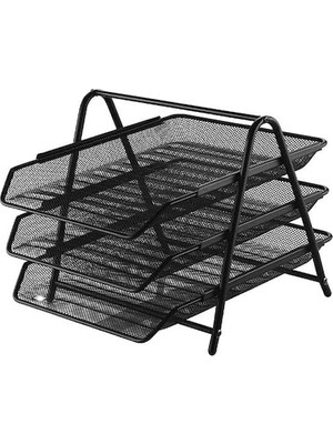 MarkEntegra Evrak Rafı Metal 3 Katlı Siyah