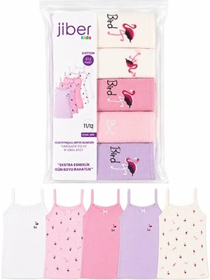 Jiber Kız Çocuk Pamuklu Anti Alerjik Ince Askılı 5'li Paket Atlet 809