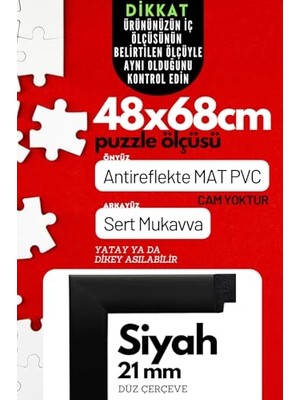 MarkEntegra 21LIK Puzzle Poster Resim Çerçevesi Pvcli Postersiz Resimsiz Çerçeve (Siyah, 48X68)