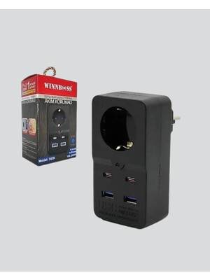 TeknoKapsül Isıya Dayanıklı Pc Gövdeli Akım Korumalı Priz 4 USB Yeni Nesil