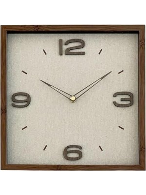 MarkEntegra Premium Serisi Ahşap Duvar Saati Kare 30 cm Kahverengi