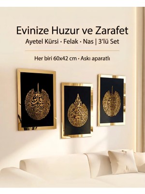 Numa Concept Salon Ofis Ve Antre İçin Numa Concept ayetel Kürsi Felak Nas Gold 3 Parça Pleksi Aynalı Tablo