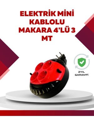 Feedback Kırmızı Renk 3 Metre 4’lü Kablolu Priz Makarası