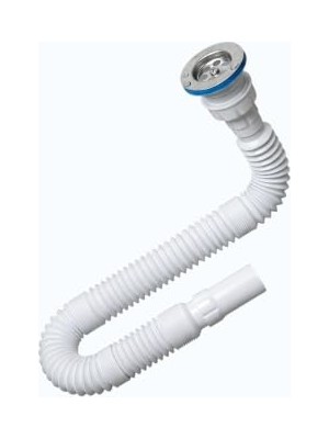 Esranın Dünyası Premium Kalite Esnek Körüklü Sifon, Lavabo ve Mutfak Gideri Için, Paslanmaz Metal Süzgeç, 1.5 Metreye Kadar Uzayan Tasarım