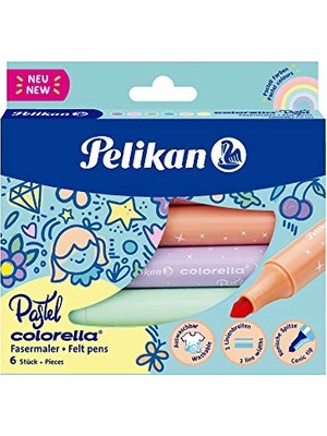 Esranın Dünyası Pelikan Colorella Pastel 411 Jumbo Keçeli Kalem 6lı Kutu