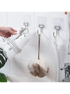 Esranın Dünyası Alper Banyo Yapışkanlı Askılık Krom Kaplama, Delmeden Montajlı Banyo ve Mutfak Askısı, Şeffaf Yapışkan Tabanlı Metal Askı, Havlu Bez Anahtar Askılığı (3 Adet Gönderilmektedir)