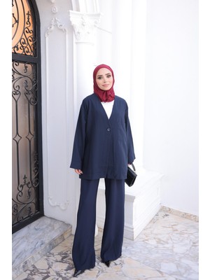 İmaj Butik Lacivert Düğmeli Ceket Pantolonlu Takım