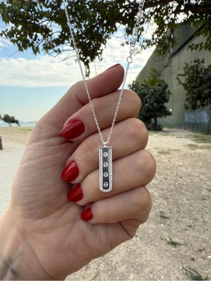 Zirkon Taşlı 925 Ayar Gümüş Bar Kolye