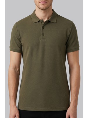 Cazador Erkek Slim Fit %100 Pamuk Pike Polo Yaka Tişört Basic Kısa Kollu Günlük T-Shirt