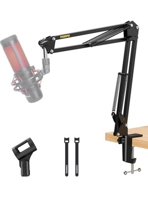 MarkEntegra Mikrofon Kolu, Mic Boom Kol Standı (BA20) -Max Yük 1kg, Masa Kelepçeli Metal Süspansiyon Bom Mikrofon Standı, 3/8 "ila 5/8" Vida Adaptörü,  A04 DGM20 PD100X Serisi ve Diğer Mikrofon Siyahı