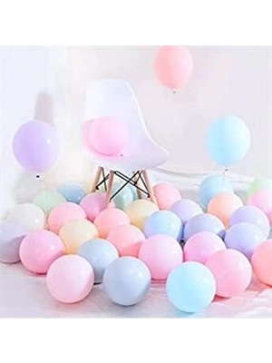 MarkEntegra Makaron Balon 50 Adet Karışık Renk Soft Pastel Balon + 5 Mt.balon Zinciri