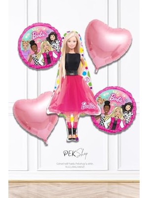 MarkEntegra Kız Oyuncak Bebek Balon Seti Kalp Balonlu 5li Kız Balon Seti
